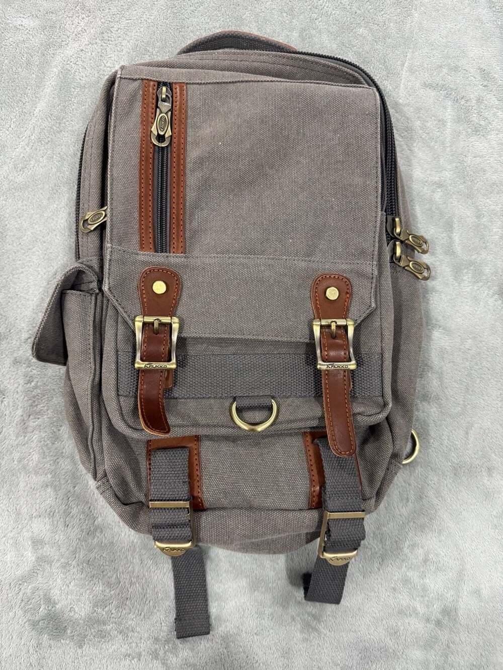 Kaukko Canvas Crossbody Sling Bag Backpack Grey FD252